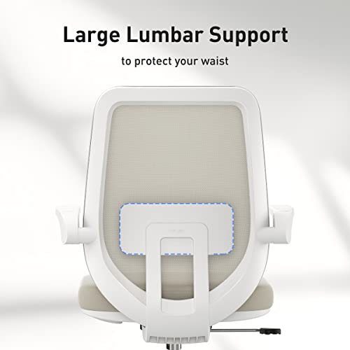 Hbada Office Chair Task Desk Chair Swivel Home Comfort Chairs With Flip-Up Arms And Adjustable Height, White #TOP2