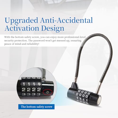 Image of Combination Lock with Long Cable Durable Flexible 4 Digits Combo Locks 7.5 inch Locker Lock for Gym Locker School Cabinet Barn Gates /Sheds /Pet Cages Backpack Suitcase (7.5 inch)