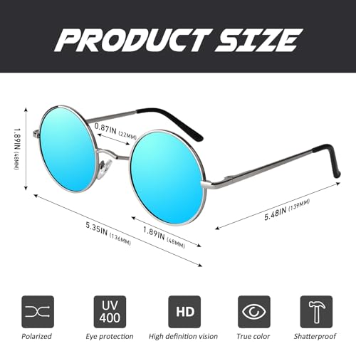 Image of CGID Retro Round Polarized Sunglasses Mens Womens Circle Metal Hippie Shades UV400 Protection E01
