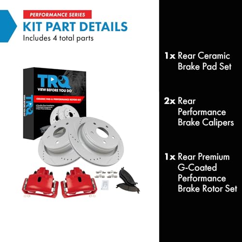 Image of TRQ Performance Rear Brake Pad & Rotor Kit Compatible with 2007-2009 Chrysler 2002-2010 Dodge 2011-2018 Ram