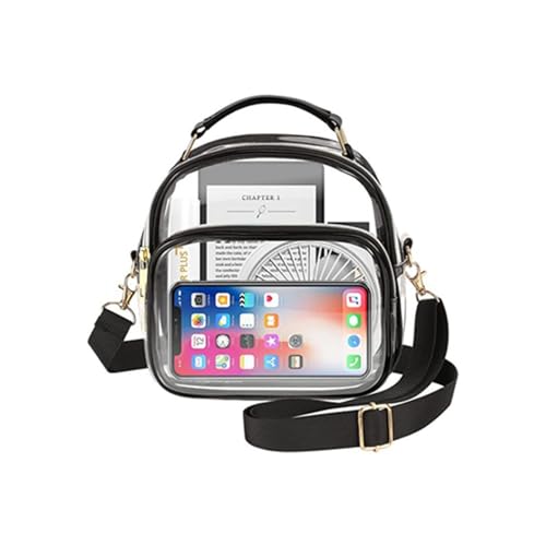 Yansagea Pequena bolsa transparente transparente transparente para concertos e festivais de trabalho, Preto, Medium, Mochila