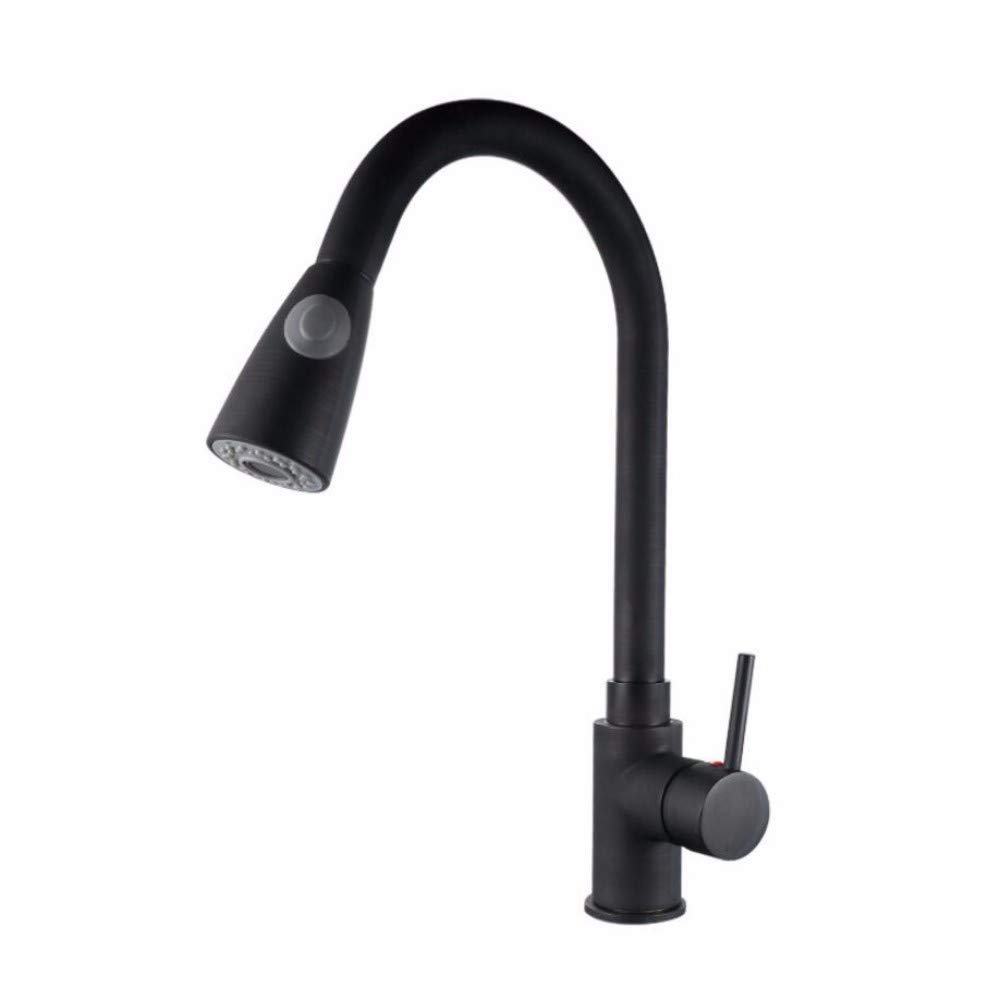 Robinet de réservoir d'eau en cuivre OKUOKA mitigeur de cuisine à tirage noir mat