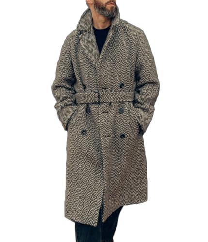 Amazon.com: FIXRIMCH Men's Herringbone Wool Blend Coat Slim