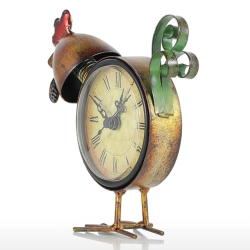Reloj de mesa retro marrón para decoración de salón rústico 7