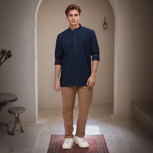 Image of Raymond Ethnix Mens Fancy Blue Short Kurta