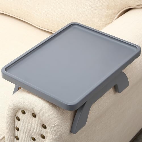 SINWANT Couch Arm Table,Sofa Arm Clip on Tray Tables,Bamboo Couch Armrest Table Suitable for Home Drinks/Eat/Fruit, Snack Chair Tray for Drink Eating