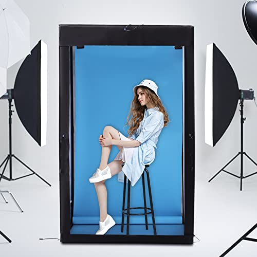39” x 47“ x 78“ Large Photo Studio Light Box Photography Photo Box with Dimmable 8 Light LED Panels, Model Clothing Photography Shooting Tent w/3 Color Backdrops, Continuous Lighting Softbox