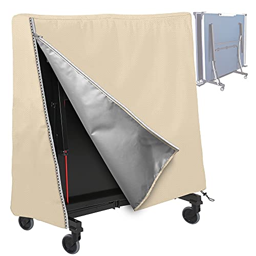 AlaSou Table Tennis Cover Ping Pong Table Covers to Protect Foldable Ping Pong Table Water Resistant, Weatherproof (Brownish Yellow)
