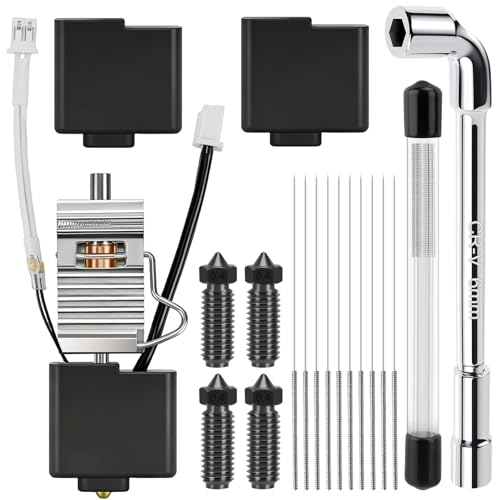 Upgrade-Version Hotend Kit mit Kühlkörper für Kobra 3 / Kobra 3 V2 / Kobra 3 Combo, inkl. 4× 0,4 mm Düsen, Düsen-Schlüssel, 20 Reinigungsnadeln & 2 Silikon-Schutzhüllen, Hotend-Set für 3D-Drucker