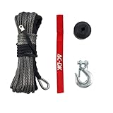 AC-DK 1/4' x 50' Double Braid Synthetic Winch Rope, 7700 lb Winch Line Cable Rope Kit, 6 MM x 15 M...