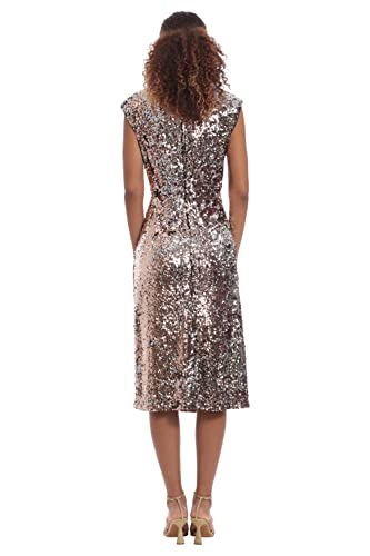 Donna Morgan Women's Sequin Mock Neck Midi Dress With Slit, Gold, 10 #TOP2