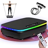 DH FitLife Pedana Vibrante per Casa | 0–99 Livelli con Timer | 9 Programmi Automatici | Silenziosa con Ventose | Luci LED & Altoparlante Bluetooth | Bande di Resistenza Incluse | Portata 150 kg