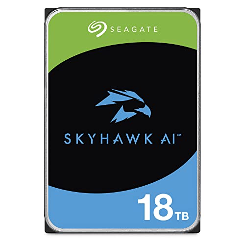 Image of Seagate Skyhawk AI, 18TB, Internal Hard Drive for Monitoring Systems with AI, 3.5 inch, SATA 6GB /s, 256MB Cache, for DVR and NVR, 3-Year Rescue Services, FFP (ST18000VEZ02)