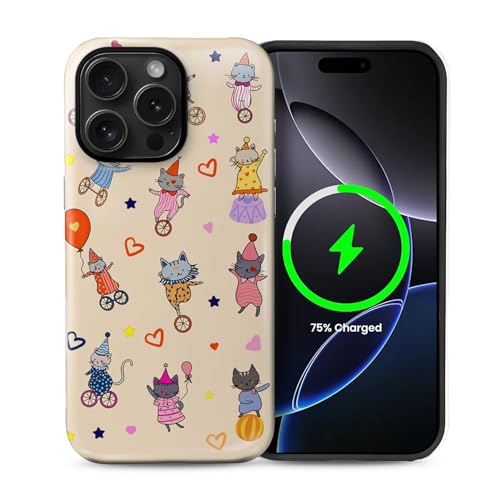 Coque MagSafe pour iPhone 15 Pro Max rigide et antichoc avec joli chat