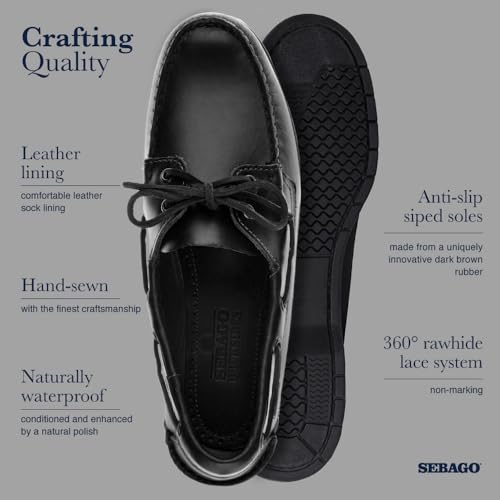 Image of Sebago Endeavor Waterproof Boat Moccasins - All Leather Moccasins for Men with Canoe Moc, Leather Lining, 360 Laces, Non-slip Soles