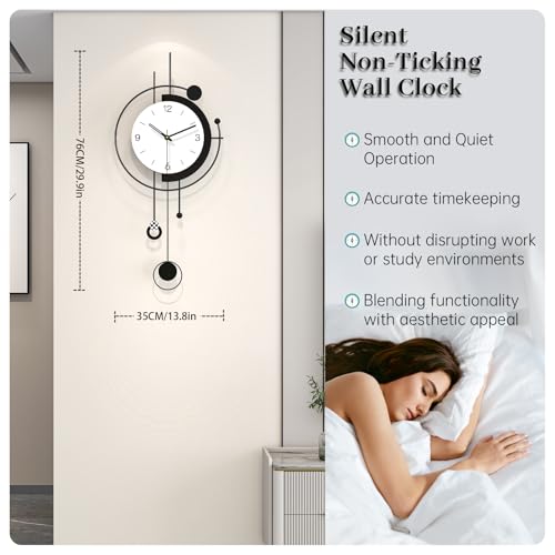 Large Wall Clock for Living Room Decor Modern Silent Black Clock - Image 4