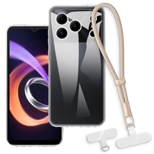 OAGELIM 2-in-1�ی�P�[�X�ƃ��X�g�X�g���b�v Doogee Note 56 Plus �Ƃ̌݊������� ���O���\�ȃ��j���[�h�t���d�b�J�o�[�A����~�ߕ����h�~�O���b�v�n���h�� (�N���A + �S�[���h)