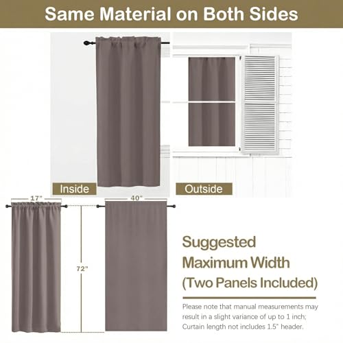 Image of Latte Blackout Curtains for Bedroom 72 Inch Length 2 Panels Set, Thermal Insulated Curtains for Living Room Nursery, Energy Saving Window Drapes for Patio French Door Front Door, 2x40Wx72L