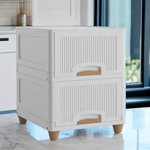 Image of MECHDEL Wardrobe Organizer for Storage /Polypropylene Foldable & Stackable Closet Basket /Cupboard Organizer for Clothes /Mounted Closet Systems (CUPBOARD RACK-WHITE, 2PCS)
