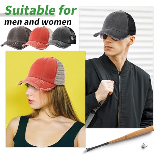 Image of Suhine 24 Pcs Blank Trucker Hat Bulk Unisex Mesh Baseball Cap for Sublimation Embroidery Vintage Adjustable Hat for Men Women
