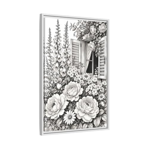 Cadre toile de fleurs monochromes salon grand format vertical 50x75cm