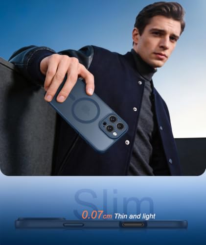 Image of FNTCASE for iPhone 16 Pro-Max Case: Translucent Blue Fit for MagSafe