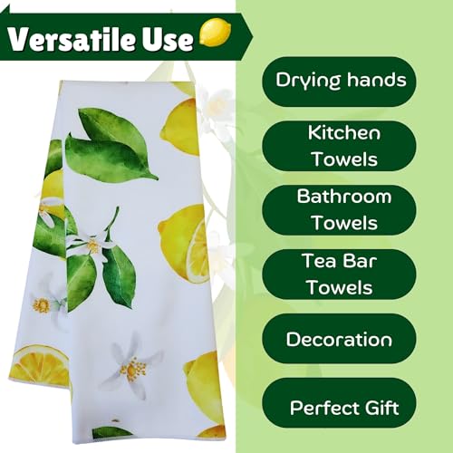 Boss Class MPN1 Kitchen Towels Lemon Home Collection 2Pcs Summer Spring Absorbent Tropical Bar Dish Hand Decoration Bathroom Towel 15X25In Drying Soft Feel 100% Polyester Cooking Baking Gifts Set thumb #1