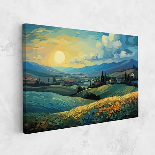 ARTHUB® Tableau sur toile 20x30 cm, Fantasy Blue View | Décoration de salon, Tableaux suspendus, Décoration murale, Décoration de maison, paysages, rural