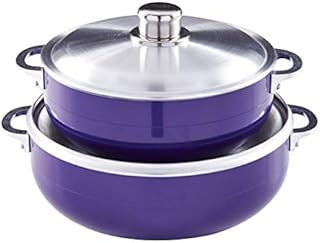 IMUSA USA 2 Piece Purple Caldero (Dutch Oven Set with Aluminum Lid (4.4Qt, 6.9Qt) Oven Safe