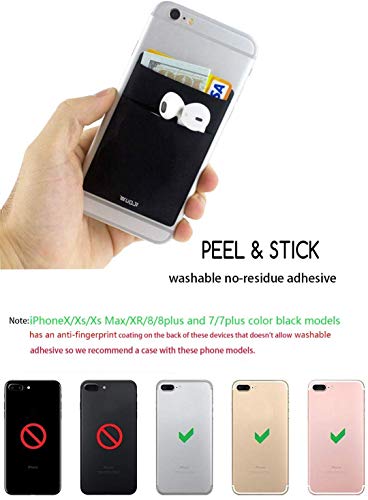 Image of RFID Blocking Phone Card Wallet - Double Secure Pocket - Ultra-Slim Self Adhesive Credit Card Holder Card Sleeves Phone Wallet Sticker All Smartphones (Black Blue)-2PC