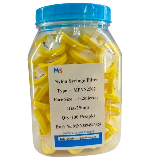 MS Nylon Syringe Filter, 0.2 Micron, 25mm Diameter, 100 Pieces, MPNN2502