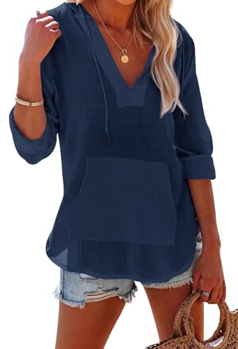 Chemise de plage protection solaire et col en V fluide Ebifin taille M