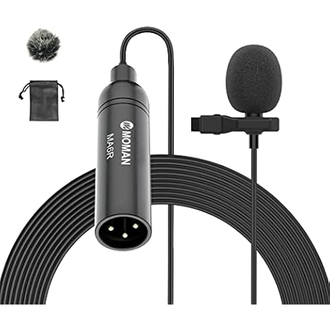 XLR Lavalier Microphone, Moman MA6R Omnidirectional Lapel Mic with 3-Pin XLR Connector for Camera Recorder Mixer Camcorders, 6M Audio Cable for Podcast Interview Youtube Video Recording Cover