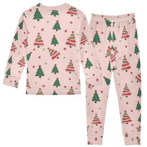 Pajama Sets Long Sleeve Watermelon Color Christmas Tree Soft Comfy Sleepwear 2 Piece PJS 3-8T3