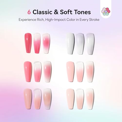 Image of SAVILAND Cushion Patting Gel Polish Kit: 6 Colors Pat Gel UV LED Painting Gels with 100PCS Sponges for Nail Art Pigmented No Wipe Ombre Gels Polish Blooming Blush Aura Nails for DIY Home Salon