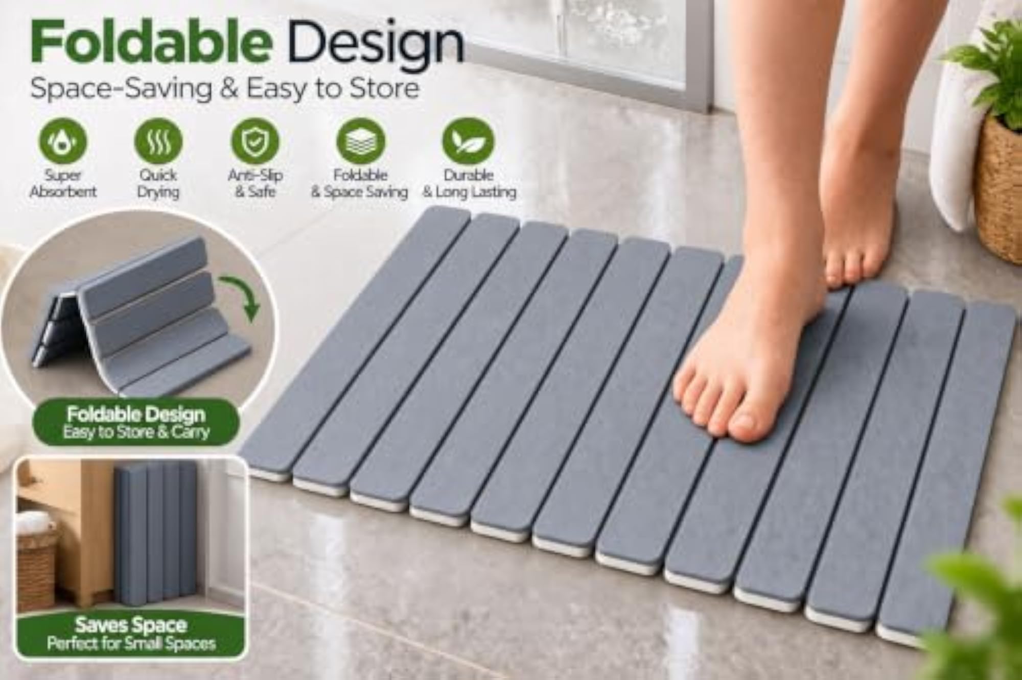 Quick Dry Stone Bath Mat, Diatomaceous Earth Floor Mat