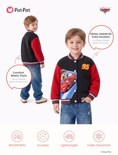 Image of Disney Marvel Bomber Jacket Spider Man Toy Story Cars Varsity Cardigan2-13Y | Officially Licensed Snap Button Coat,Fall Star Wars Graphic Cloth Top,Hulk Venom Stitch Mickey Lightning Mcqueen Kids Apparel