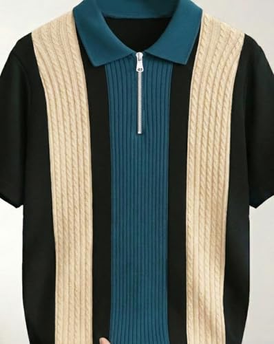 Image of AUSK Men's Premium Polo Tshirt | Cotton Rich Fabric | Zip Collar Tshirts | Half Sleeves | Engineered Knit Design | Regular Fit