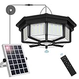 Solar Shed Light Indoor Outdoor, Aqonsie 288LED Solar Powered Motion Sensor Pendant Light Daytime Available, Solar Indoor Lights with 5 Lighting Modes & Remote for Shed Gazebo Barn Garage Home