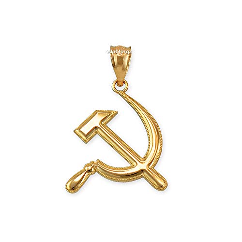 La Blingz 14K Yellow Gold Hammer And Sickle Pendant Necklace (Pendant Only) #TOP22