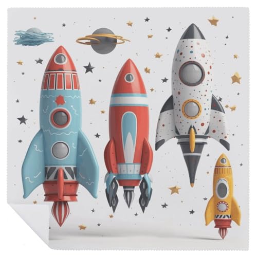 Servilletas de Tela Cartoon Rockets 18.7x18.7 in 4 PCS miniatura 6