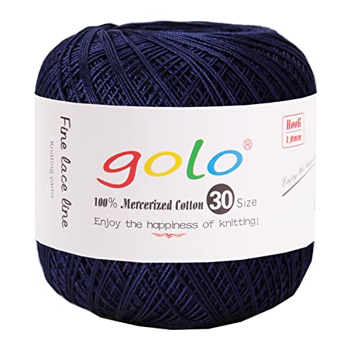Image of golo Crochet Thread Size 30 Yarn for Hand Knitting Size 30 Dark Blue 335