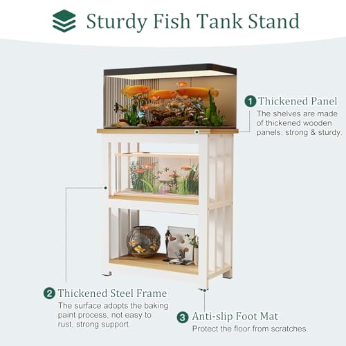 Mobiletto Porta Pesci a 3 Ripiani, scaffale Multifunzionale per terrari, Porta rettili e Tartarughe, Soluzione di stoccaggio per Animali Acquatici ed esotici.