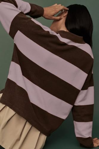 Omoone Cute Striped Polo Sweater Women Fall Lapel V Neck Colorblock Knit Tops Winter Long Sleeve Pullover Jumper4