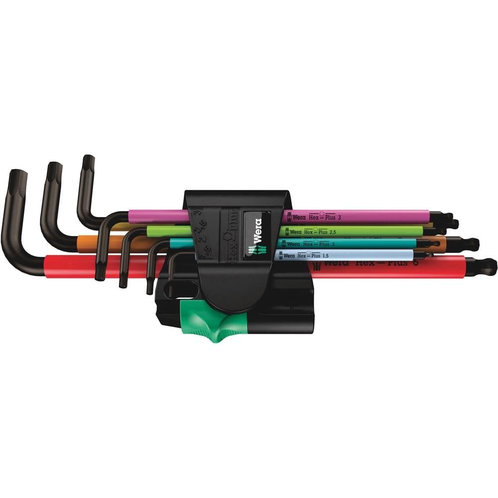 Wera 950/7 Hex-Plus Multicolour Magnet 1 Juego de llaves acodadas métricas, con magnetizador, BlackLaser, 7 piezas