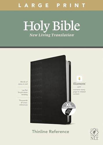 Image of NLT Large Print Thinline Reference Bible, Filament Enabled (LeatherLike, Cross Grip Black, Indexed, Red Letter): Includes Free Access to the Filament ... Notes, Devotionals, Worship Music, and Video