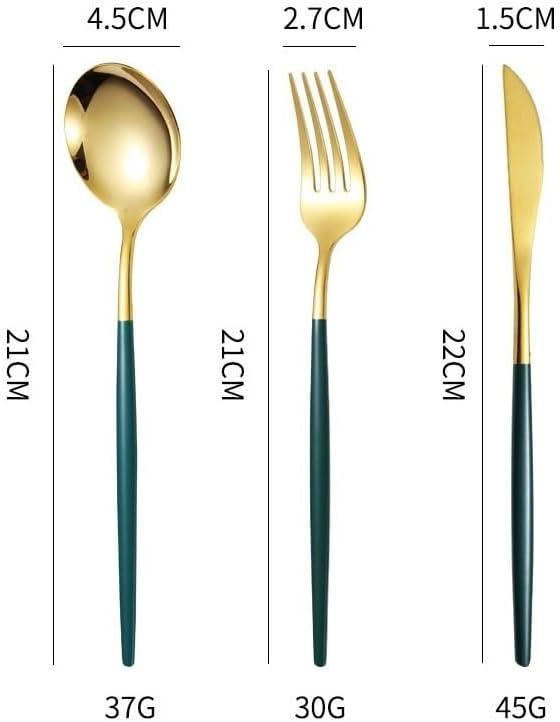 Silverware Flatware Set, 6/24/36/48 Pieces Portable Stainless Steel Knives, Forks And Spoons Tableware Set Steak Knives And Forks Household Stainless Steel Spoons And Forks (Color : Gold,