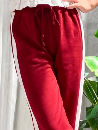 Image of Li'l Tomatoes Girls Cotton Track Pants | Soft & Comfortable Casual Summer Lower for Girls | Elastic Waist with Drawstring Everyday Wear | Side Stripe Straight Fit Trackpant | 9-16 Years |