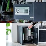 HMF Safe Tresor für Zuhause, Hotel oder Büro, Möbeltresor mit Zahlenschloss für DIN A5 Dokumente | 31 x 20 x 20 cm | Anthrazit