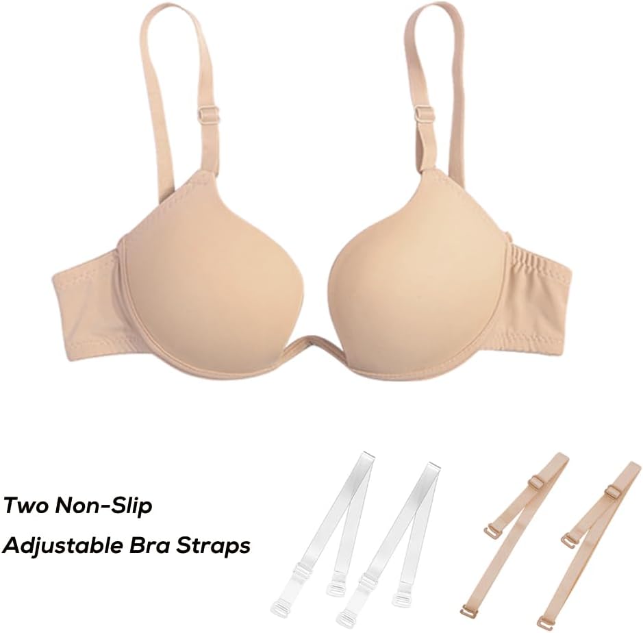 Sexy Code 1701 Womens Low Plunge Push Up Bra with Clear Straps Low Cut Convertible Underwire Padded Cleavage Bra - Image 8